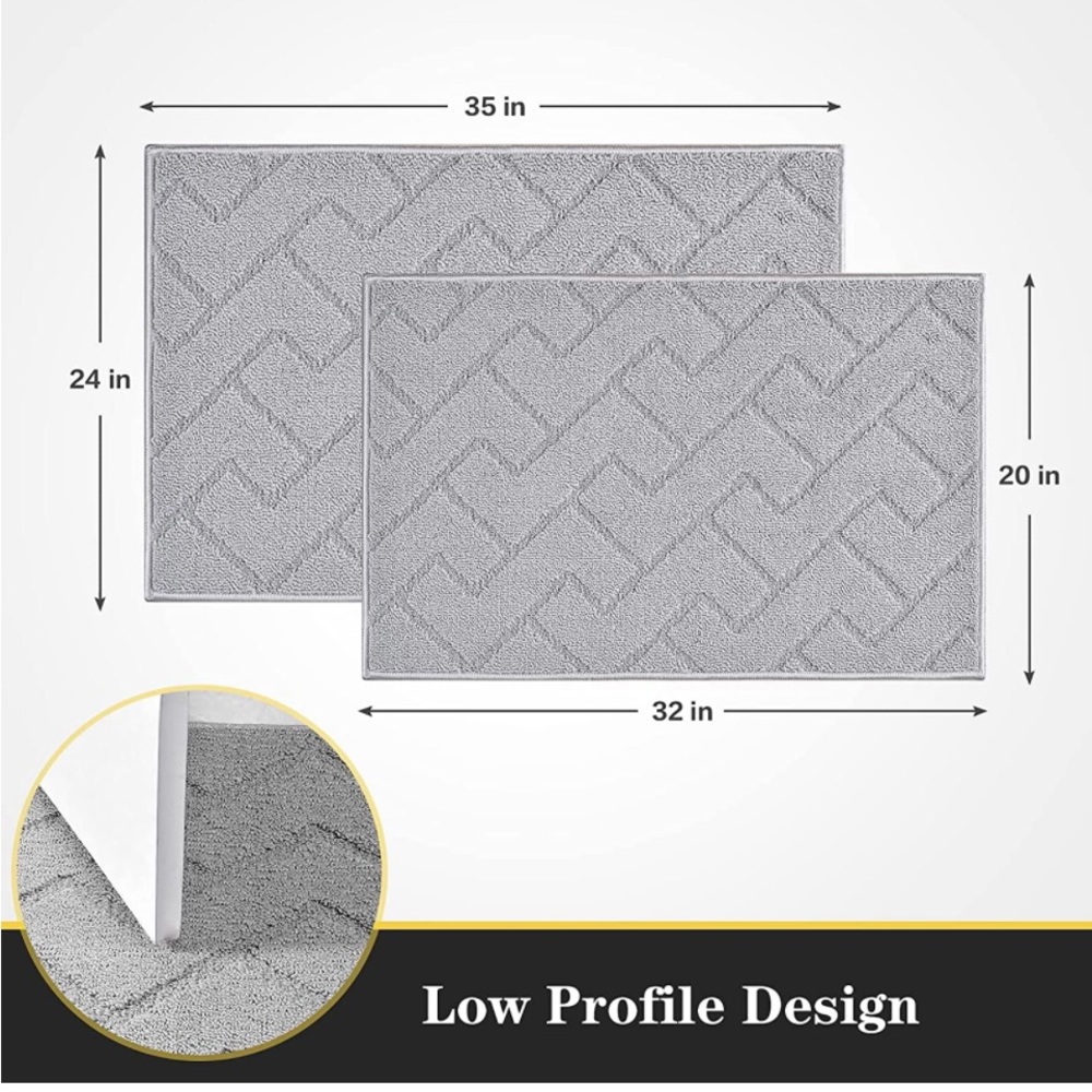 Indoor or outdoor 24"X36"+20"X32" Set of 2 Mat Rubber Non Slip Doormats
